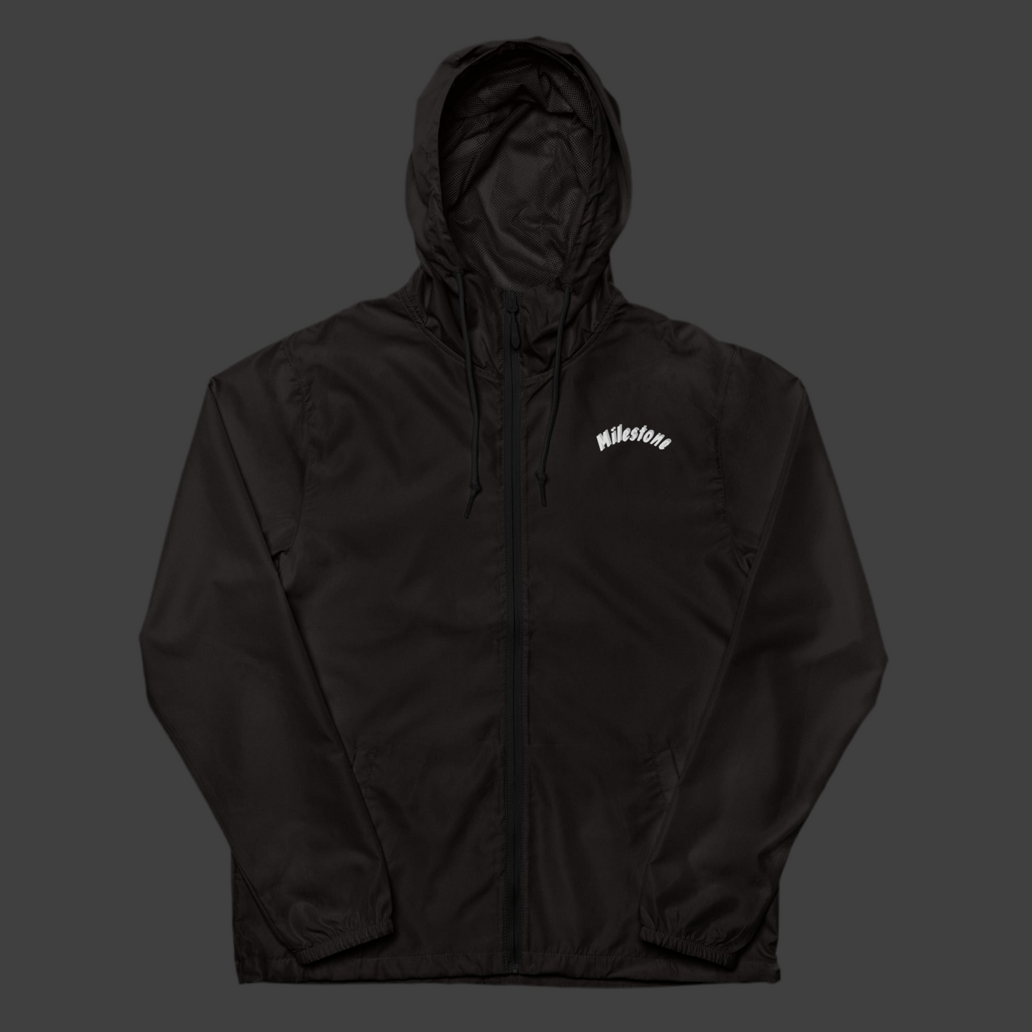 Unisex Lightweight Windbreaker – Black / Aqua White | Milestone Atelier