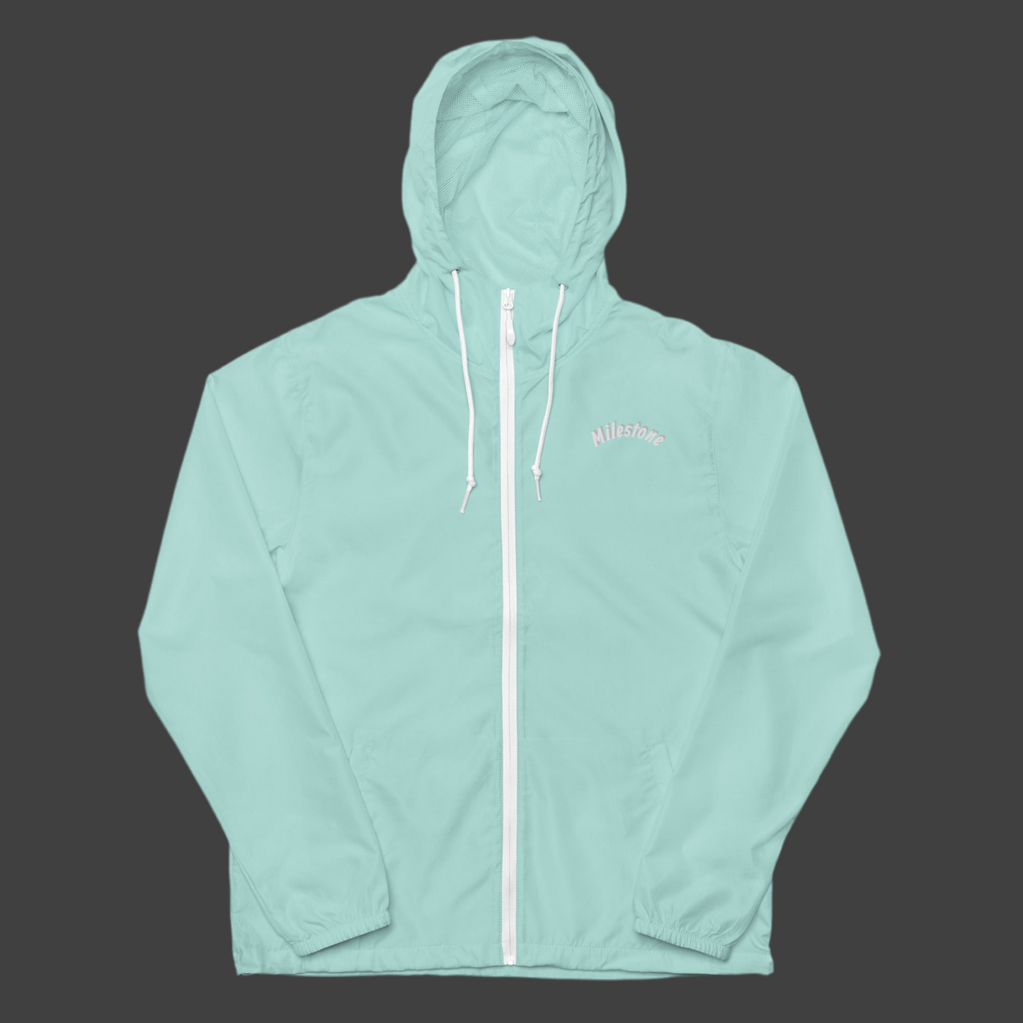 Unisex Lightweight Windbreaker – Black / Aqua White | Milestone Atelier